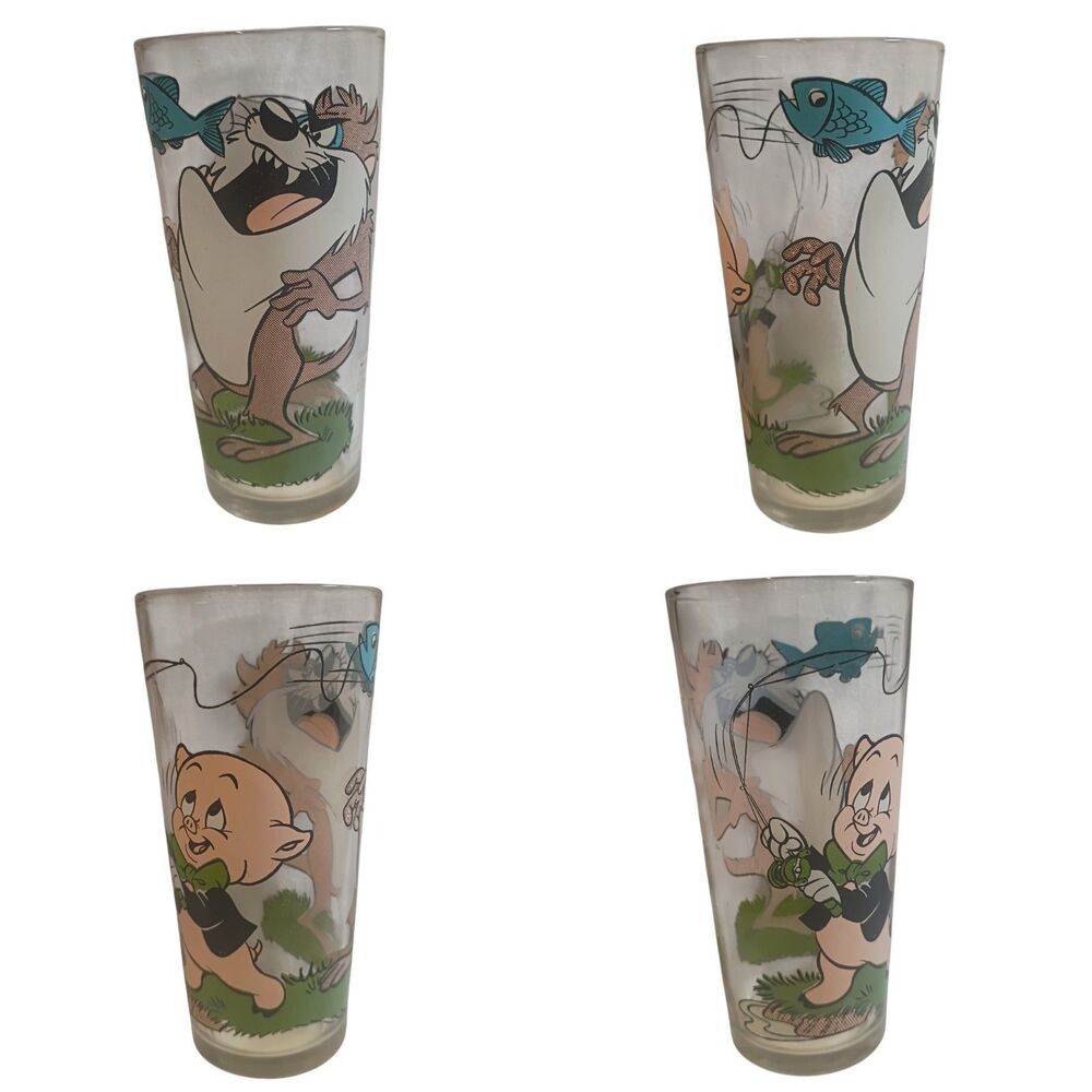 MINT CONDITION 1976 TAZ And PORKY PIG Pepsi Promo Glass Looney Tunes Warner Bros